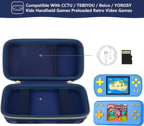 Carrying Case Compatible with CCTU / TEBIYOU Kids Handheld Games Preloaded 218 Retro Video Games, Portable Gaming Electronic Toys Storage Holder Travel Bag with Mesh Pocket for USB Cable, Blue in Saudi Arabia
