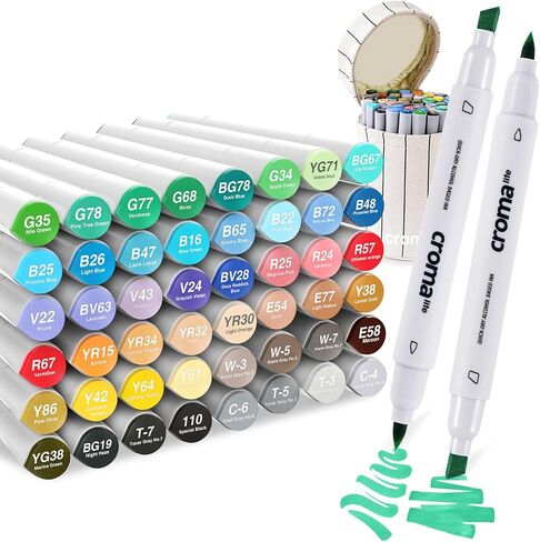 Croma Alcohol Markers - 48 Color Double-Tip Coloring Markers Set Brush Tip Art Pens Permanent Drawing Pens for Kids, Adults and Artists Ideal Gift for Sketching, Coloring, Illustration in Saudi Arabia