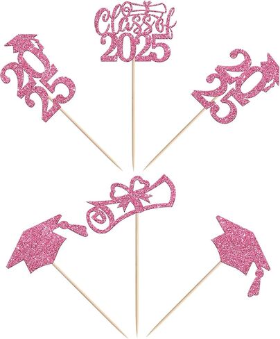 RSSTARXI 24 Pack 2025 التخرج Cupcake Toppers Class of 2025 Cake Decorations تهانينا Cap Cap Cupcake اختيارات لفخرك 2025 تخرج من كعكة التخرج الوردي in Saudi Arabia