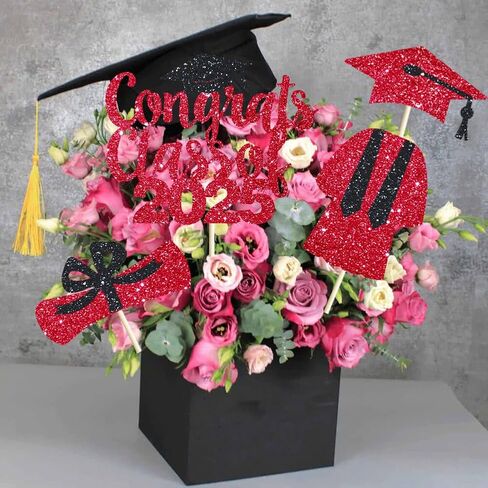 4 Pcs Congrats Class of 2025 Cake Topper Purple Glittery 2025 Graduation Party Cake Decorations High School/We are So Proud of You/Class of 2025 Party Cake Supplies in Kuwait