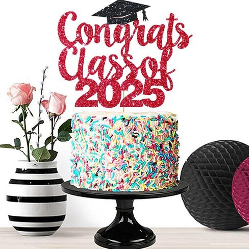 4 Pcs Congrats Class of 2025 Cake Topper Purple Glittery 2025 Graduation Party Cake Decorations High School/We are So Proud of You/Class of 2025 Party Cake Supplies in Kuwait