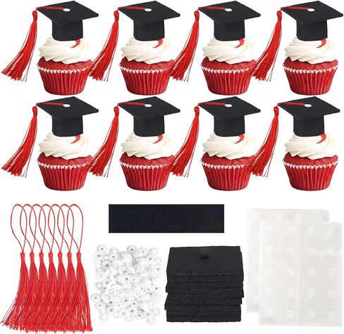 Rsstarxi 24 Pack 2025 Graduation Cupcake Toppers Class of 2025 Cake Decorations Congrats Grad Cap Diploma Cupcake Picks for Proud of You 2025 Graduation Party Cake Decorations Pink in Saudi Arabia