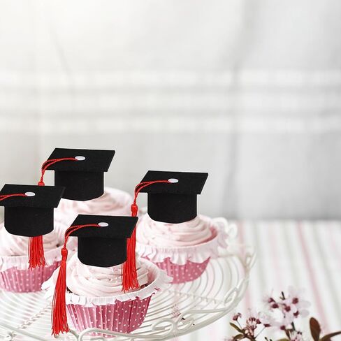 Rsstarxi 24 Pack 2025 Graduation Cupcake Toppers Class of 2025 Cake Decorations Congrats Grad Cap Diploma Cupcake Picks for Proud of You 2025 Graduation Party Cake Decorations Pink in Saudi Arabia