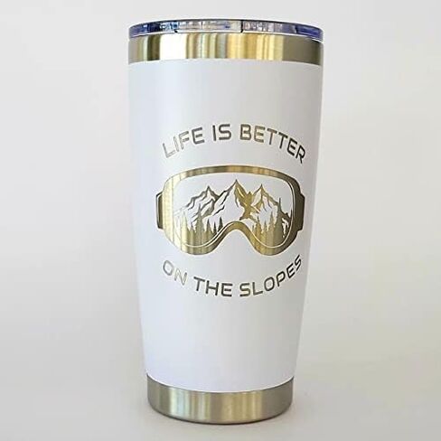 Life is Better on the Slopes 20 oz Travel mug (Pink), Stainless Steel Tumbler, Skiing Gifts for Women, Insulated Coffee Mug, Snow Ski Gear To Go Cup in Saudi Arabia