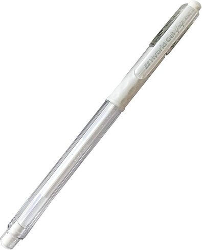 Pentel K118 Hybrid Gel Metallic Ink Pen - 0.8mm Tip Nib - With Rubber Finger Grip - White Ink (6) in Saudi Arabia