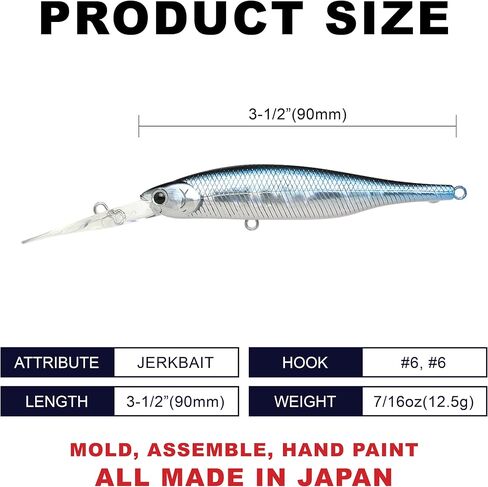 LUCKY CRAFT Lightning Staysee 90SP, Longbill Jerkbait Side by Side Action Tournament Winning Perfect Wobbling Freshwater Lake Bass Fishing Champion Bait in Saudi Arabia