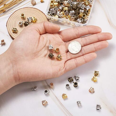 Mega Pet 180pcs Antique Tibetan Tube Bail Beads 6 Colors Barrel Spacer Bead Danlge Hanger Link Fit European Charm Bracelet Pendant in Saudi Arabia