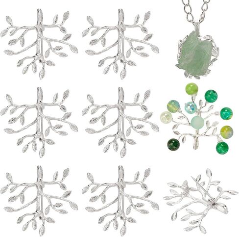 NBEADS 8 Pcs Branch Shape Blanks Prong Settings, Handmade Claw Bead Tray Bezel Trays Branch Brooches Metal Beads for DIY Crafts Necklace Jewelry Making, Silver in Kuwait