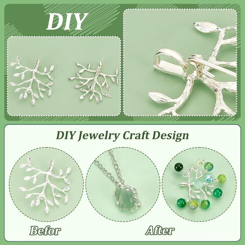 NBEADS 8 Pcs Branch Shape Blanks Prong Settings, Handmade Claw Bead Tray Bezel Trays Branch Brooches Metal Beads for DIY Crafts Necklace Jewelry Making, Silver in Kuwait