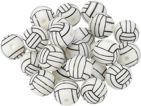 PATIKIL 25PCS Volleyball Beads, 19mm Silicone Beads Sports Beads Bulk Ball Silicone Focal Beads for Pens Bracelets Making Keychain DIY Crafts Gift in Saudi Arabia