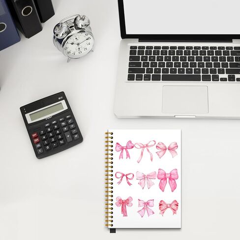 Coquette Pink Bow Notebook, Girly Preppy Bow Journal, Aesthetic Journal Notebook for Women, Coquette Girly Office Supplies, Pink Hardcover Spiral Notebooks, 5.5x8.3 Inch in Saudi Arabia