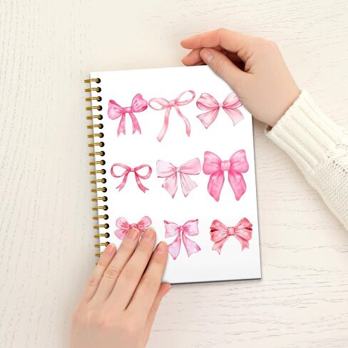 Coquette Pink Bow Notebook, Girly Preppy Bow Journal, Aesthetic Journal Notebook for Women, Coquette Girly Office Supplies, Pink Hardcover Spiral Notebooks, 5.5x8.3 Inch in Saudi Arabia