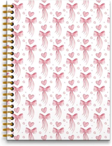 Coquette Pink Bow Notebook, Girly Preppy Bow Journal, Aesthetic Journal Notebook for Women, Coquette Girly Office Supplies, Pink Hardcover Spiral Notebooks, 5.5x8.3 Inch in Saudi Arabia