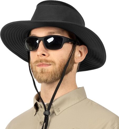 SUN CUBE Wide Brim Sun Hat for Men Women UPF 50+ UV Protection Safari Boonie Hat with Chin Strap, Pocket, Fishing Hiking Hat in Saudi Arabia