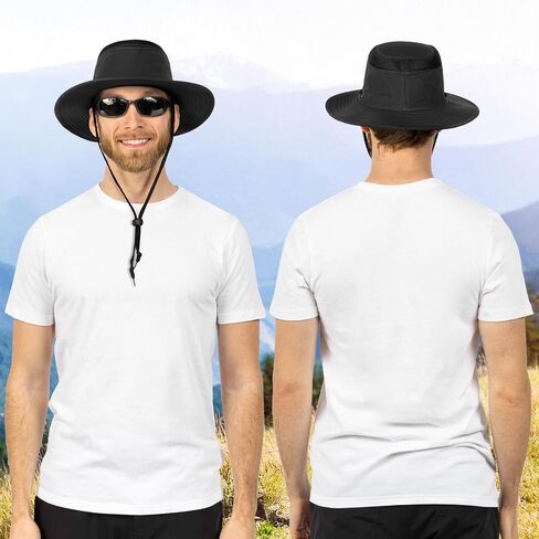 SUN CUBE Wide Brim Sun Hat for Men Women UPF 50+ UV Protection Safari Boonie Hat with Chin Strap, Pocket, Fishing Hiking Hat in Saudi Arabia