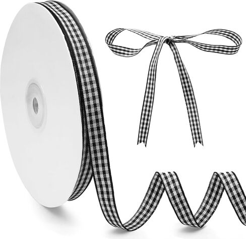 Classic Light Pink and White Gingham Ribbon - 3/8" x 50 Yards + 60" Tape Measurement - Ideal for Hair Accessories, Picnic Decor, and Birthday Gift Wrapping in Kuwait