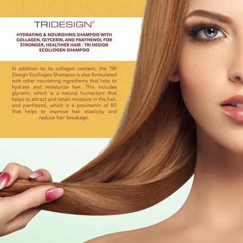 Tri Design Ecollogen Shampoo - شامبو الشعر للشعر الطبيعي - شامبو مرطب ، شامبو هاتفي - منتجات الشعر اللطيفة ، شامبو سماكة ، شامبو الحجم - لتر (33.8 أوقية.) in Kuwait