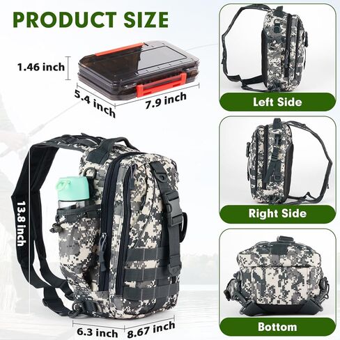 حقيبة صيد السمك المدمجة من Aertiavty، حقيبة صيد مع صندوق أدوات وحامل قضيب حقيبة ظهر رياضية لصيد الأسماك في الهواء الطلق in Kuwait