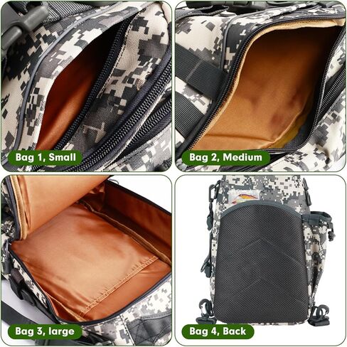 حقيبة صيد السمك المدمجة من Aertiavty، حقيبة صيد مع صندوق أدوات وحامل قضيب حقيبة ظهر رياضية لصيد الأسماك في الهواء الطلق in Kuwait