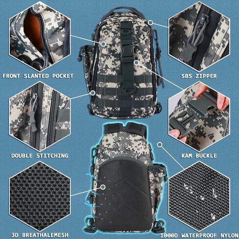 حقيبة صيد السمك المدمجة من Aertiavty، حقيبة صيد مع صندوق أدوات وحامل قضيب حقيبة ظهر رياضية لصيد الأسماك في الهواء الطلق in Kuwait