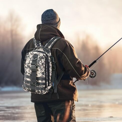 حقيبة صيد السمك المدمجة من Aertiavty، حقيبة صيد مع صندوق أدوات وحامل قضيب حقيبة ظهر رياضية لصيد الأسماك في الهواء الطلق in Kuwait