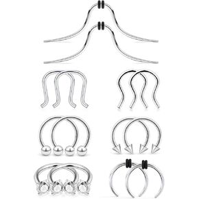 SCERRING 14G الحاجز هوب الأنف خواتم 316L الفولاذ المقاوم للصدأ حدوة الحصان الأنف هوب الدائري الغضروف Daith الزنمة التجنيب هيئة ثقب المجوهرات 14 قطعة in Kuwait