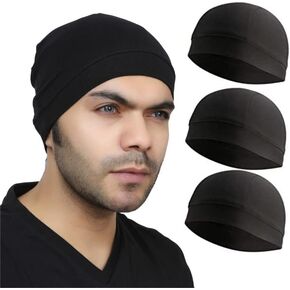 BISMAADH Cooling Skull Cap Helmet Liner for Men Sweat Wicking Cap Running Cycling, Football Head Beanie & Hard Hat Liner Cap