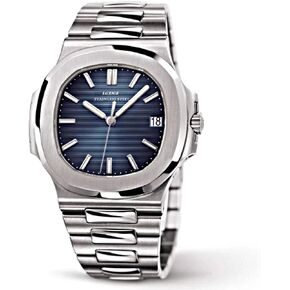 Lgxige Men’s Automatic Water Resistant Watch, Luminous Luxury Stainless Steel Blue Dial Patek Style Mens Watch