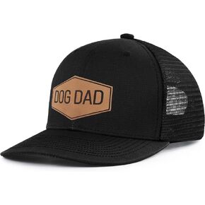 Lichfamy Dog Dad Hat for Dog Lover Mom Adjustable Lether Patch Trucker Hat Gift for Fathers Day Birthday Mens Baseball Cap
