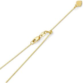 The World Jewelry Center 14k REAL Yellow OR White Gold Solid 0.8mm Box Length Adjustable Chain Necklace with Lobster Claw Clasp