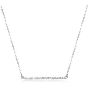 925 Sterling Silver Cubic Zirconia Flat Bar, Curved Bar or Chevron Curved Bar Necklace, 18"