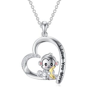 LONAGO Animal Necklace for Women 925 Sterling Silver Monkey Ladybug Pendant Necklace