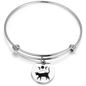 Moon Phase Witchcraft Black Cat Necklace Launar Phase Necklace