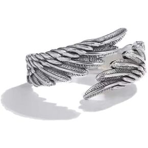 Angel wing ring women and men's couple ring stainless steel feather ring devil dragon wing opening adjustable ring gothic retro women's jewelry in Kuwait