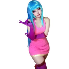 C-ZOFEK Women's Pink Cosplay Dress with Gloves and Stocking (Pink)