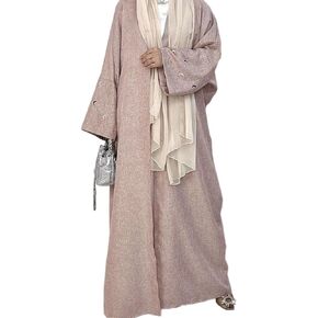 MedeShe Women's Batwing Sleeve Open Front Kimono Abaya Embroidery Moroccan Kaftan Cardigan