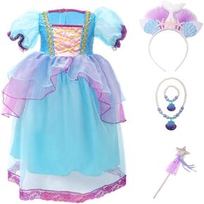 Little Mermaid Princess Costume Mermaid Party Dress for Toddler Kids Girls Halloween Dress Up with Accessories in Kuwait
