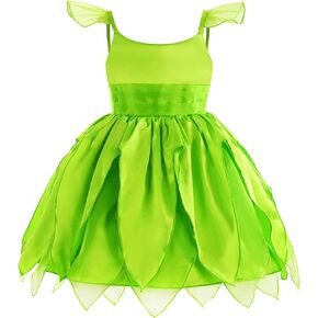 Baby Girls Forest Fairies Tinkerbell Cosplay Dress Up Costume Sequin Dress Outfits Halloween Dress+Wings+Fairy Stick
