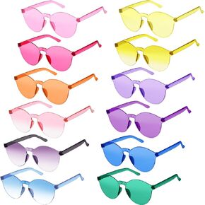 12 Pack Colored Glasses Round Rimless Sunglasses Transparent Candy Colored Sunglasses Tinted Eyewear Cool Sunglasses in Kuwait
