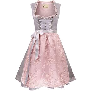 فستان مهرجان أكتوبر البافاري الأصيل للنساء الألماني كرنفال الهالوين مقاس 4-16 رمادي وردي in Kuwait