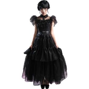 miccostumes Women's Cosplay Costume Gothic Long Organza Party Formal Layered Dress with Belts