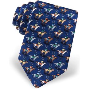 Men's 100% Silk Pony Up Horse Racing Kentucky Derby Equestrian Tie Necktie