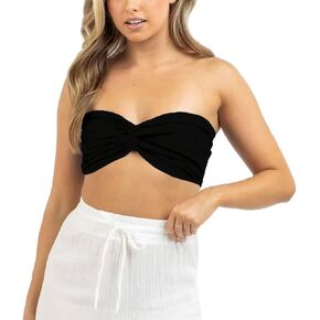 Sdencin Women Sexy Strapless Twist Knot Front Knit Crop Tube Top Sleeveless Casual Stretchy Solid Bandeau Tank Camisole