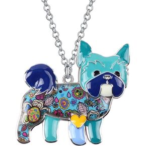 BONSNY Love Heart Enamel “Farley" Yorkshire Terrier Puppy Dog Necklace for Women Girls Charm Pendant Gift