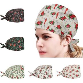 Set of 5 Scrub Cap Cartoon Sloth Corgi Dog Heart Hummingbird Baby Hippo Guinea Pig Carrot Flower Shower Cap