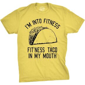Crazy Dog Mens Graphic Funny T Shirt Im Into Fitness Taco in My Mouth Humor Novelty Shirt