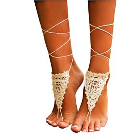 Crochet Ivory Barefoot Sandals, Nude shoes, Foot thongs, Victorian Lace, Sexy, Yoga socks, Anklet, Bellydance, Beach wedding bottomless shoes