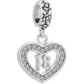 Love Heart Charm for Bracelets Women Couple Nurse Love 16 18 Bday Key Dangle Rose Gold Gift Clear CZ for Family Birthday Christmas