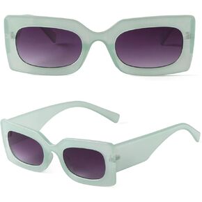 JUDOO Retro Rectangle Sunglasses for Women Fashion Oval Lenses Pink Square Frame with UV400 Protection