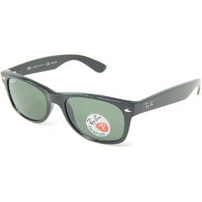 Ray-Ban NEW WAYFARER 2132 BLACK FRAME NATURAL GREEN POLARIZED RB2132 901/58 52MM